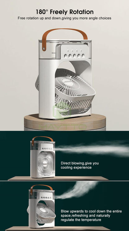 3-in-1 Mini Air Cooler – Portable AC with Humidifier, Quiet Cooling for Home & Office