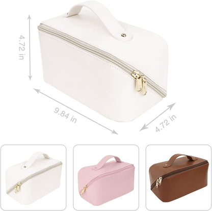 Premium Travel Makeup & Brush Organizer – Spacious Multi Pocket Cosmetic Case