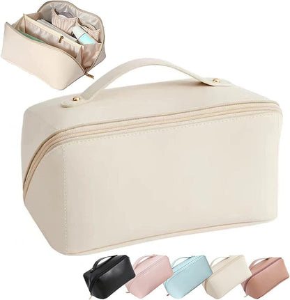 Premium Travel Makeup & Brush Organizer – Spacious Multi Pocket Cosmetic Case