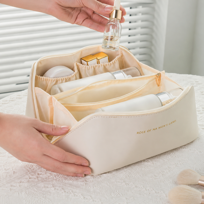 Premium Travel Makeup & Brush Organizer – Spacious Multi Pocket Cosmetic Case