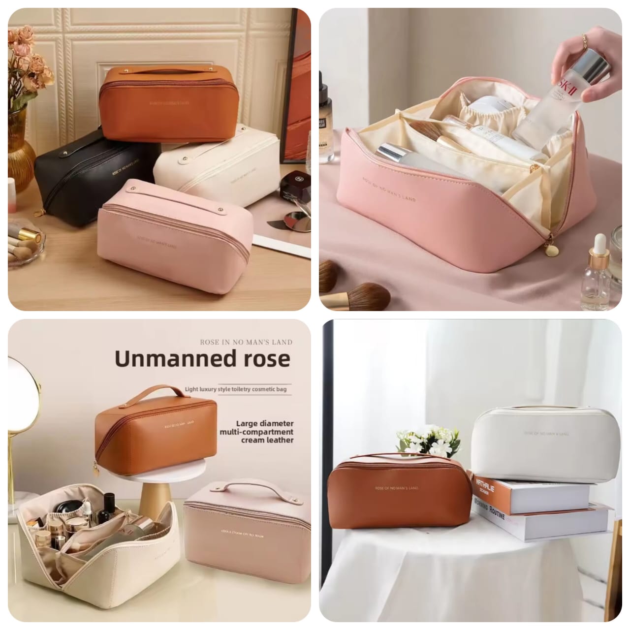 Premium Travel Makeup & Brush Organizer – Spacious Multi Pocket Cosmetic Case