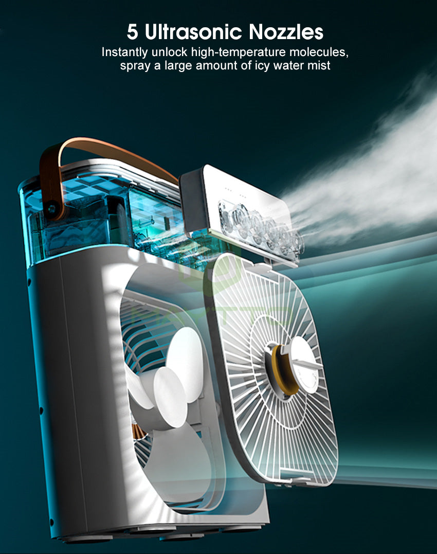 3-in-1 Mini Air Cooler – Portable AC with Humidifier, Quiet Cooling for Home & Office