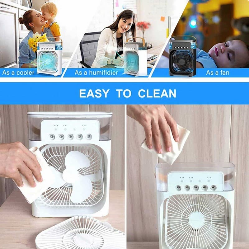 3-in-1 Mini Air Cooler – Portable AC with Humidifier, Quiet Cooling for Home & Office