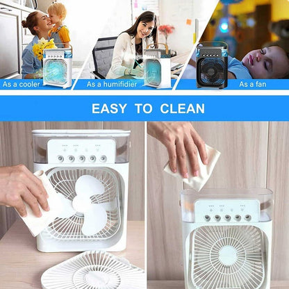 3-in-1 Mini Air Cooler – Portable AC with Humidifier, Quiet Cooling for Home & Office